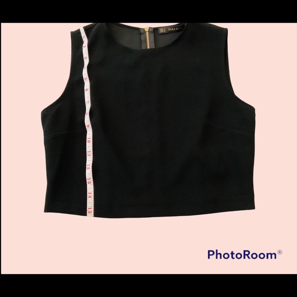 NWT  Zara Black Crop Top with Gold Zipper detail - Picture 11 of 13